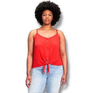 GAP Vibrant Red Button Down Spaghetti Strap Women's Camisole with Front Tie